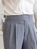 AIDASE  -  Naples Casual Business Attire Bottoms Men Slim Italian Gurkha Classic Trousers Comfortably Fit Your Curves Adjustable Waist aidase-shop