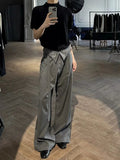 AIDASE  -  Men's High-Waist Striped Pleated Pants Slight Flare Straight Leg Embroidery Large Pockets Flowing Sash for Spring/Autumn aidase-shop