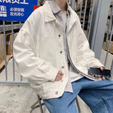 43.79Aidase Black Denim Short Jacket Men Jeans Jacket Coats Oversized Harajuku Denim Jeans Jacket Bomber Streetwear Man Clothing Outwear aidase-shop