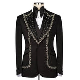 Aidase Luxury Men Wedding Suits Crystal Peaked Lapel Single Breasted Tuxedos Groom Business Party 2 Psc Blazer Pants Custom Made aidase-shop