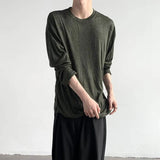 AIDASE  -  Autumn New Men's Solid Color Long-Sleeved T-Shirt American Retro Fashion Trend Casual Simple Loose Breathable Niche Men's Tops aidase-shop