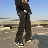 Aidase New Men's jeans Neutral Wide Leg Denim Trousers Loose Straight Luxury Jeans Youth Street Casual Cross Embroidery Hip hop Pants aidase-shop
