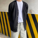 AIDASE  -  Fashionable V-Neck Knitwear Men's Loose Fit Solid Color Autumn New Style Casual Versatile Open Cardigan Sweater Jacket aidase-shop