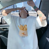 AIDASE  -  Summer French Fries Printed T-shirt Niche Round Neck Design Sense Short-sleeved Casual Versatile Couple Models Tee aidase-shop