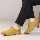AIDASE  -  Men Large Size Frosted Leather Casual Shoes Wide Velvet Surface Fashionable Trendy Low Top Lace up Work Shoes Rubber Sole aidase-shop
