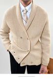 AIDASE  -  Light Luxury High-end Heavy Knitted Jacket Men Green Fruit Collar Double Breasted Sweater Warmth. New Autumn Winter Cardigans aidase-shop