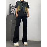 AIDASE  -  Black Bell Bottom Jeans Men's Autumn Versatile Handsome High Waist Slimming Leg Lengthening Casual Wide Leg Pants aidase-shop
