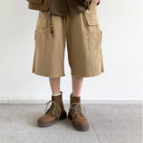 Aidase Summer Vintage Brown Cargo Shorts Men Women Korean Fashion Streetwear Capri Trousers Unisex Harajuku Casual Couple Shorts Male aidase-shop