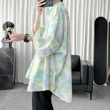 AIDASE  -  Men's Trendy Tie-Dye Short Sleeve Casual Shirt 2025 Summer New Fashion Lapel Single Breasted Tops Handsome Clothes 21E6522 aidase-shop