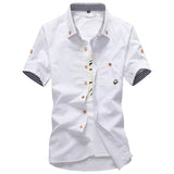 AIDASE  -  Summer men's Korean-style slim-fit embroidery small mushroom casual short-sleeved stand collar men's shirt aidase-shop