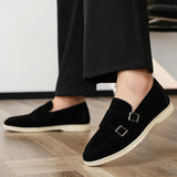 AIDASE  -  Suede Leather Men's Business Casual Shoes Handmade Double Buckle Loafers Leisure Slip on Flats Outdoor Male Driving Moccasins aidase-shop