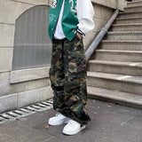 AIDASE  -  High Street Retro Hiphop Pants Baggy Camouflage Cargo Pants Men's Straight Skateboard Street Dance Jogger Pants Trendy Tie Foot aidase-shop