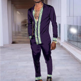 Aidase New Fashion 3D Print Two Piece Set Men Spring Summer Long Sleeve Lapel Shirts And Pants Casual Suit Man Outfit Streetwear