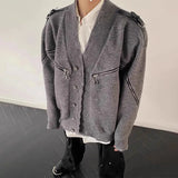 Aidase Mens Autumn Winter American Retro Deconstructed Y2k Zipper Knitted Sweater Genderless Essential Casual Trendy Street Sweater aidase-shop