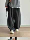 AIDASE  -  Autumn Winter Thi Wide Leg Casual Pants Men Women Loose Drapey Soft Straight Long Trousers Retro Sle High Waist Polyester aidase-shop