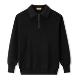 AIDASE  -  Spring Autumn Men's Turn-Down Collar Pullovers Long Sleeve Knitted Sweater Half Zipper Solid Casual Pullovers Man Loose Knitwear aidase-shop