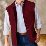 44.59Aidase Men Vests Sleeveless  Stand Up Collar Single Breasted Solid Color Lightweight Cardigan High Quality Male Outerwear chaleco aidase-shop