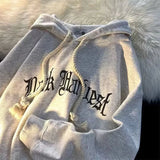 AIDASE  -  Autumn American Goth Letter Printed Pullover Hoodies Man Hip Hop Cotton Fleece Hooded Sweatshirts Pocket Y2K Streetwear Hoody