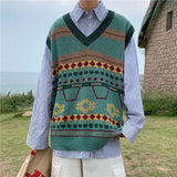 Aidase Waistcoat Korean Fashion Knit Vests for Men Popular Clothes Sleeveless Reviews Sweater Man Harajuku Loose Fit Aesthetic New In