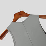 AIDASE  -  Men Bodysuits Patchwork Color-block O-neck Sleeveless Male Rompers Playsuits Streetwear Workout 2025 Summer Bodysuit Men aidase-shop