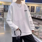 AIDASE  -  Autumn Men's Oversized Waffle Crewneck Sweatshirts Appliques Long Sleeve Pullover Hoodies Korean Fashion Y2K Streetwear Sudadera aidase-shop
