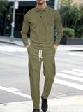 AIDASE  -  Spring and Autumn men's long sleeved two-piece collar shirt, long pants, loose work clothes, casual sportswear set aidase-shop