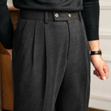 Aidase Casual High Waist Straight Tube Pants Thick Warm Versatile Pants British Fall Winter New Pants Trendy Man Pantalones Hombre aidase-shop