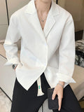 AIDASE  -  Men's Slim Fit Long Sleeve Shirt Fashionable Tuxedo Shirt Classic Plain Color Point Collar Youthful Trendy Style aidase-shop