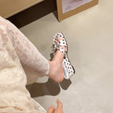 AIDASE  -  Summer Thick Heel Mules Shoes Elegant Butterfly-knot Vacation Dress Sandalias Gladiator Women Polka Dot Slippers aidase-shop