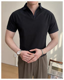 AIDASE  -  High-quality Solid Color V-neck Men's Breathable Moisture-wicking Polo Shirt, Stretchable T-shirt for Casual Business Wear M-6XL aidase-shop