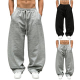 AIDASE  -  Men'S Sporty Versatile Wide Leg Casual Sweatpants Mens Comfortable Quick Drying Elastic High Waist Trousers With Pockets aidase-shop