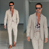 AIDASE  -  Modern Men's Suit 2 Pieces Two Buttons Blazer Pants Peaked Lapel Business Customized Tuxedo Formal Wedding Groom Costume Homme