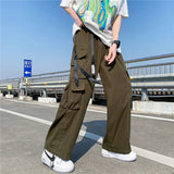 AIDASE  -  Japanese Overalls Men Functional Multi-pocket Pants Korean Urban Streetwear Trend High-end Elastic Waist Lace Casual Trousers aidase-shop