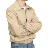 AIDASE  -  Classic Khaki Spring Autumn New Arrival Thin Zipper Workwear Jacket Washed Collar Zipper Leisure Polyester Fabric Coat for Men aidase-shop