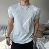 AIDASE  -  Muscle-Building Boxy ort-Sve T-irt for Men American Sle Small Collar Fitn Decosition f Sve aidase-shop