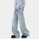 AIDASE  -  Unisex Star Printed Jeans American Style Spring Retro Patchwork Micro Flared Pants High Street Floor Denim Trousers Casual aidase-shop