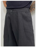 AIDASE  -  New Men's Cotton Linen Workwear Trousers Draped Wide Leg Pants Light Luxury Leisure Solid Straight Trousers Premium Sweatpants aidase-shop