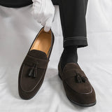 AIDASE  -  Brand Fashion Purple Dress Tassels Loafers Male Business Flats Office Casual Suede Leather Shoes Mens Comfortable Dress Shoes aidase-shop
