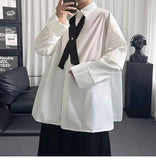 AIDASE  -  Casual Men's Shirt Cross Tie Detachable Sleeves Solid Color Design Summer New Fashion Lapel Single-breasted Shirts 21E6629 aidase-shop