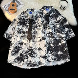 AIDASE  -  Men's Short Sleeved Shirt Tie Unique Contrasting Printed Design Top American High Street Style Male Clothing