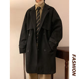 Aidase Autumn Winter Wool Jacket Men Casual Solid Wool Coats Male Loose Turn Down Collar Mens Long Coat aidase-shop
