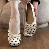 AIDASE  -  Women's Mary Jane Flats Polka Dot Bow Square Toe Soft Bottom Commuting Casual Shoes Spring Summer Comfortable Loafers aidase-shop