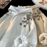 Aidase Retro Men Hoodies Letter Embroidered Oversized Hoodie Fashion Loose Pullover Hip Hop Hooded Sweatshirt Man Women Clothing