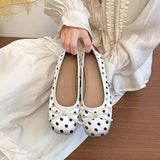 AIDASE  -  Women's Mary Jane Flats Polka Dot Bow Square Toe Soft Bottom Commuting Casual Shoes Spring Summer Comfortable Loafers aidase-shop