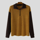 AIDASE  -  Men Pullovers Patchwork Lapel Long Sleeve Knitted Spring Autumn Casual Male Sweater Zipper Streetwear Men Clothing S-5XL aidase-shop