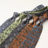 AIDASE  -  New Trendy Men's Silk Ties Jacquard Dot Floral Necktie 8cm Brown Green Neck Tie Daily Wear Shirt Suit Cravat Wedding Groom Gift aidase-shop
