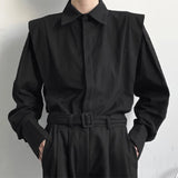 Aidase  Men Shirt Brand Lapel Long Sleeve Button Fashionable Casual Men Clothing Solid Color Streetwear Loose Camisas S-5XL