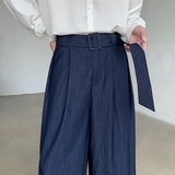 Aidase Men Spring Summer Korean Streetwear Fashion Loose Casual Lightweight Belt Wide Leg Pants Man Vintage Baggy Trousers
