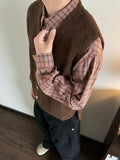 AIDASE  -  Vintage Single-breasted Wool Vest Jacket Men Autumn Winter Trendy Sleeveless Cardigans Mens New Casual V Neck Knitted Waistcoats aidase-shop