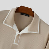 AIDASE  -  Men Shirt Patchwork Spring Autumn Lapel Long Sleeve Men Clothing Streetwear 2025 Knitted Fashion Casual Tops Male Shirts aidase-shop